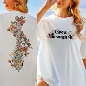 Grow Through It Png, Flower Spine Png, Motivational Png, Skeleton Design, Dead Inside Png, Spooky Png