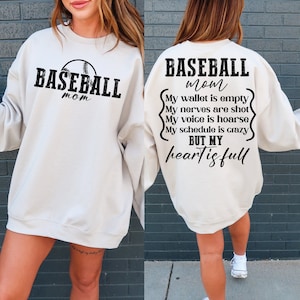 La cartera de mamá de béisbol es corazón vacío es camisa llena, mamá de béisbol svg, madre de béisbol svg, PNG Descarga digital