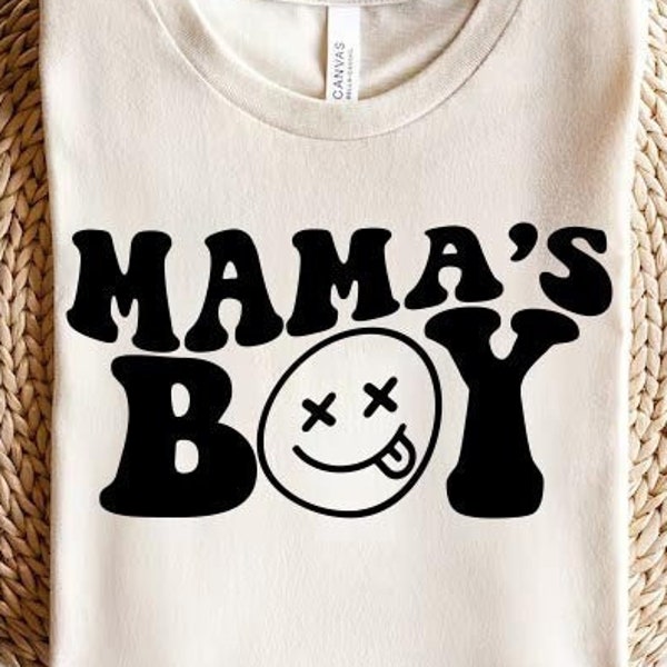 Mama's Boy SVG PNG, Kids Svg, Retro, Boys Shirt Svg, Funny Kids Quote, Wavy Letters, Kids Png File for Sublimation, Svg file for Cricut