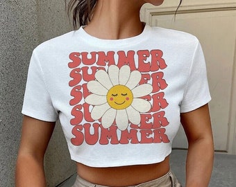 Hello Summer SVG PNG, Retro Smile Daisy Sublimation, Aesthetic Ocean Hoodie T-Shirt Front Back Design, Distressed Groovy Beach DTF Transfer