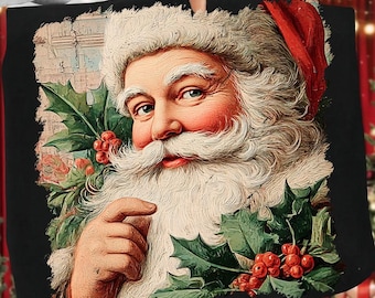 Retro Merry Christmas Santa PNG, Vintage Santa Claus PNG, Funny Holiday Christmas Design, Glitter Christmas Design, Santa Claus PNG, Xmas