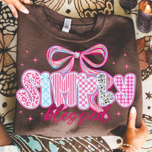 Simply Blessed Coquette Png, Retro Christian Png, Faith png, Christian Coquette PNG, Religious Png, Bible Verse Png, Bow Png, Pink Coquette