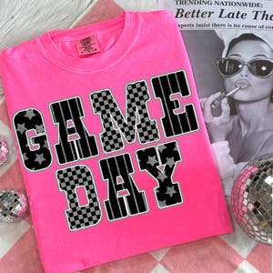 Gameday PNG, Retro Football png, Football Mom png, Football Shirt Png, Checkered Star Football shirt sublimation, Game Day Digital Download