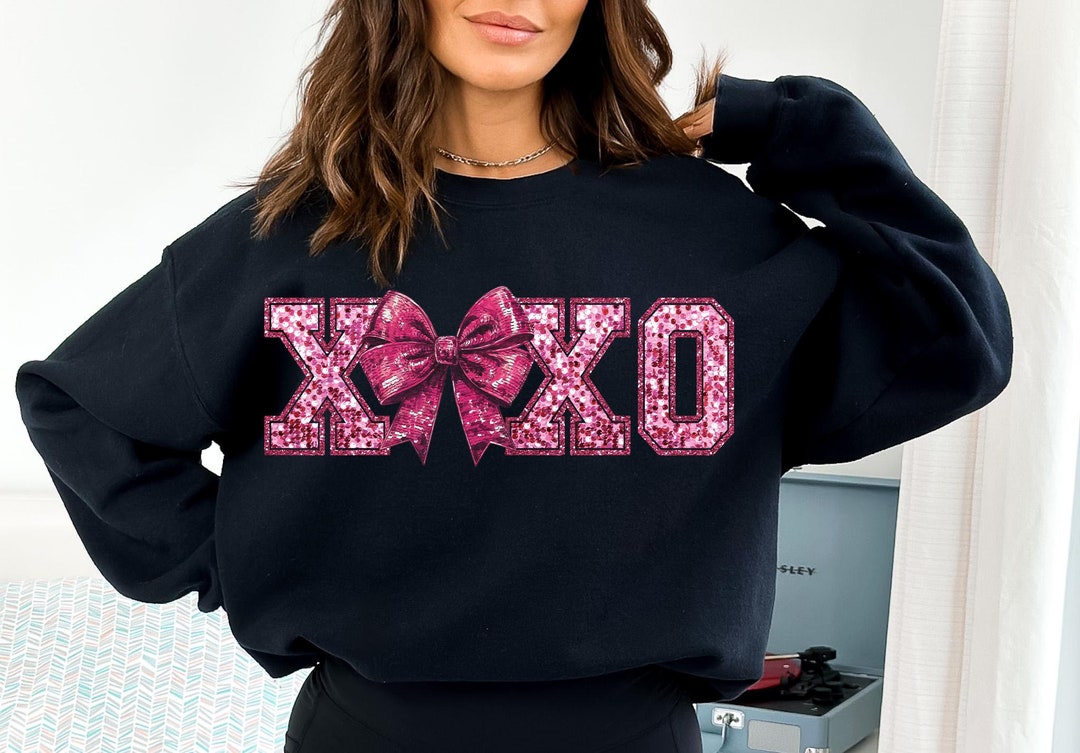 Coquette Bow XOXO Faux Sequin PNG Disco Ball Valentine, Valentines Day ...