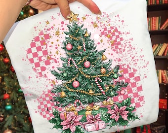 Kokette Weihnachtsbaum PNG: Rosa Retro Weihnachtsdesign (Digital Download)