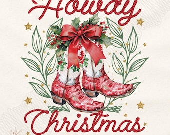 Howdy Christmas Png, Western Weihnachten Png, Kokette Weihnachten Png, Urlaub Png, Cowgirl Weihnachten Png, Ästhetische Png, Retro Weihnachten Png