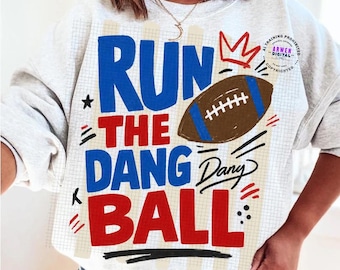 Run The Dang Ball Stripes Football PNG Funny Game Day Preppy  Vintage Game Day Sublimation Design, Retro Football