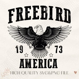 uccello libero america in formato SVG, Aquila in formato SVG, disegni di magliette rock & roll, file di taglio della classica rock band del sud, file di taglio cricut / silhouette