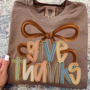 Give Thanks Png, Floral Fall Coquette Png, Preppy Thanksgiving Png, Thankful Coquette Png, Brushstroke Png, Trendy Fall Bow Png