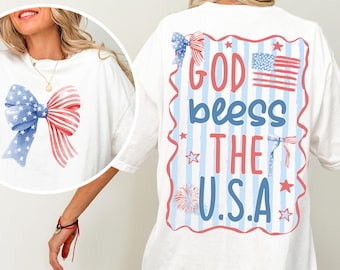 God Bless The USA PNG, Patriotic Coquette Png, American Png, USA png, Coquette Png, Preppy Patriotic, Red White and Blue Png, Hand Drawn