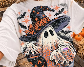 Haunted House PNG, Halloween Haunted Halftone png, Spooky Ghost PNG, Pumpkin png, Coquette PNG, Halloween Shirt Design, Sublimation Design