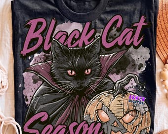 Black Cat Season PNG, Black Cat Social Club PNG, Vintage Halloween Cat Shirt Design, Black Cat Pumpkin Graphic, Spooky Season Sublimation