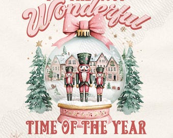 Nutcracker Friends Snow Globe PNG, Pink Christmas PNG, Coquette png, Pink bow png, Pink Christmas PNG sublimation, Coquette Christmas png