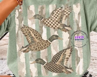 Camo Mallard Duck png, Brushstroke hunting design, flying duck, Trendy fall png, retro fall design, Camo png, Fall png Polka Dot Leopard