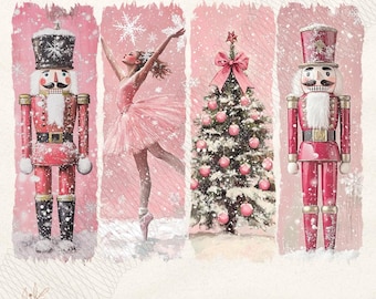 Retro Nutcracker Christmas PNG, Preppy Christmas Png, Holiday Vibes Png, Nutcracker Ballet Png, Christmas Tree, Pink Christmas, Sublimation