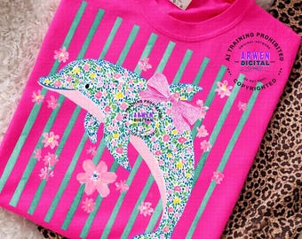 Dolphin Png, Striped Neon Summer Png, Coquette Preppy, Floral Summer, Cute Butterfly Dolphin Shirt, Everyday Summer Png, Toddler Summer