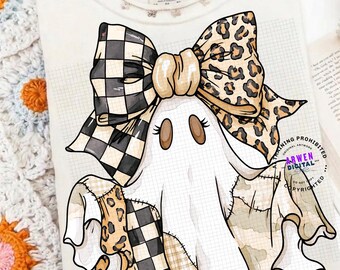 Coquette Ghost Png, Preppy Leopard Coquette Png, Retro Checkered Ghost Png, Fall Png Designs Girly, Halloween Ghost Png, Ghost png Boho Fall