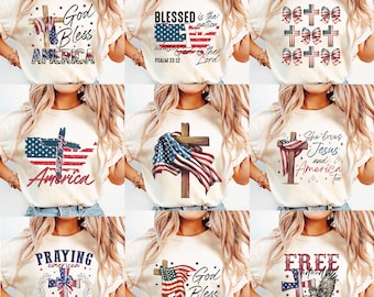 Paquete de imágenes PNG religiosas, modernas y retro para el 4 de julio, PNG del 4 de julio, PNG de América, PNG de camisetas de EE. UU., PNG de EE. UU., Diseños de camisetas cristianas para el 4 de julio