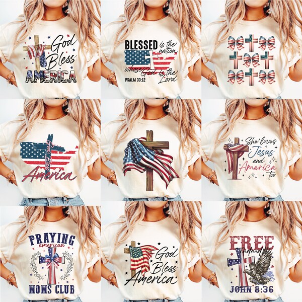 Religious Trendy Retro 4th of July PNG Bundle, 4th of July Png, America Png, USA Shirt Png, USA Png, Christian Fourth of July Shirt Designs