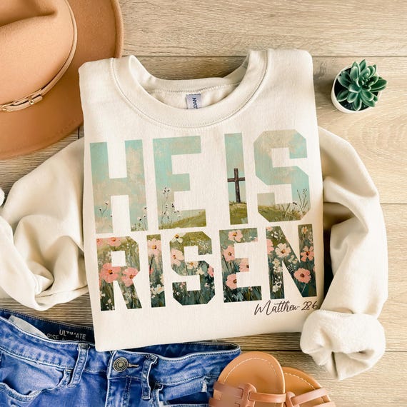 He is Risen PNG Wildflower Png Spring Easter Sublimation Designs Brushstroke PNG Aesthetic Boho DTF Transfers Easter Christian Jesus
