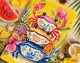Brushstroke Crab Png, Preppy Floral Beach Png, Coastal Summer Png,Nautical Sublimation, Boho Design