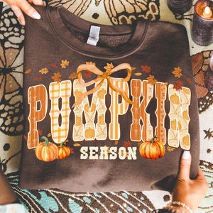 Pumpkin Season PNG, Retro Halloween PNG, Preppy Pumpkin Bow Png, Halloween Shirt Png, Trendy Fall Pumpkins, Spooky Season Png