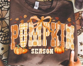 Pumpkin Season PNG, Retro Halloween PNG, Preppy Pumpkin Bow Png, Halloween Shirt Png, Trendy Fall Pumpkins, Spooky Season Png