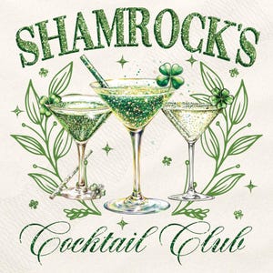 Shamrock's Coctail Club PNG, St. Patrick’s day Png Designs, Retro St. Patrick’s Png, Trending Png, Trendy St.Pattys Day Png, Retro Irish Day