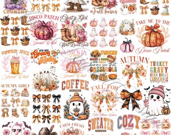 Retro Fall Autumn Png Bundle, Fall shirt png, Fall Coquette png, Autumn png, Trendy Fall, Thanksgiving png, Autumn Sublimation Design Bundle