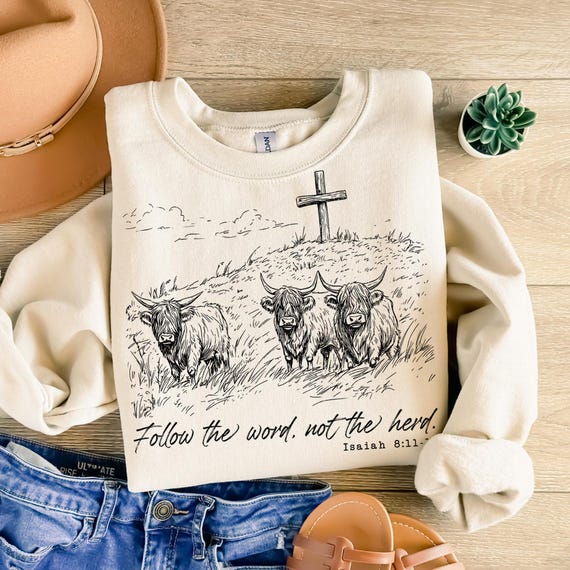 Follow the word, not the herd PNG, Isaiah 8:11-13, castles png, Sublimation Design, Christian Country PNG, Western Cowboy PNG,Christian Png