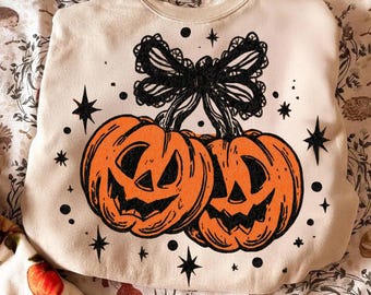 Cherries Pumpkin Png, Pumpkin Season Png, Fall Vibes Png, Fall Coquette Bow, Coquette Fall Png, Halloween Girly Png, Retro Fall Png
