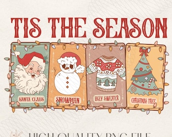 Retro Tis The Season PNG, Tarot Vintage Santa Claus Png, Groovy Christmas png, Christmas Shirt sublimation, Merry Christmas png, Christmas