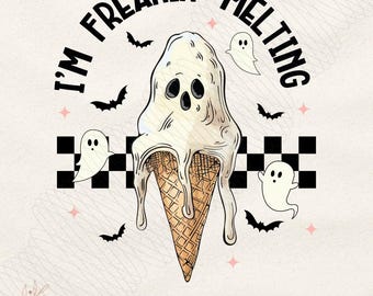 Sublimación PNG de "Me estoy derritiendo" - Diseño de camiseta, PNG retro, PNG de calavera, PNG de fantasma, PNG de verano, PNG de verano moderno, Halloween gótico de verano