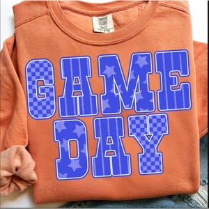 Gameday PNG, Retro Football png, Football Mom png, Football Shirt Png, Blue Football shirt sublimation, Game Day Digital Download, Team Blue