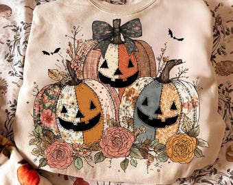 Preppy Floral Pumpkin png, Floral Patchwork png, Fall Pumpkin png, Autumn png, Fall Girly png, Fall Sublimation, Tis the season, Pumpkin png