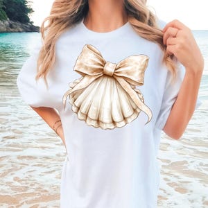 Beige Muschel Bogen PNG Strand PNG Sommer PNG Küsten Girly Ocean Print Sublimationsgrafik Clipart, Sommer girly Bogen png, beliebt jetzt Sommer Bild 7