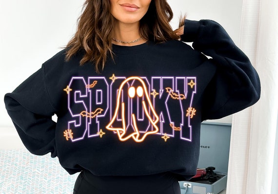 Cute Colorful Neon Spooky Ghost Png, Halloween Boo Bow Png, Neon Halloween PNG, Boo Ghost Shirt Png, Cute Boo Halloween Sublimation Design