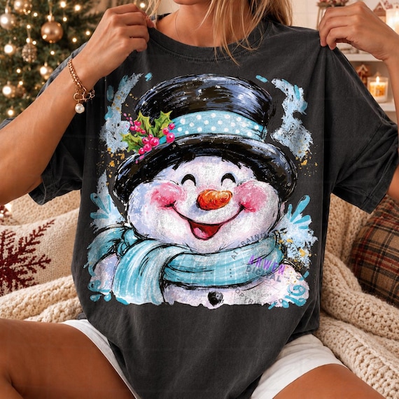 Funny Snowman PNG, Preppy Christmas Polka Dot Png, Vintage Snowman Sublimation, Colorful Holiday Shirt Design, Xmas Characters Shirt png