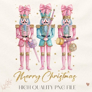 Glitter Nutcracker Friends PNG, Pink Christmas PNG, Coquette png, Pink bow png, Pink Christmas PNG sublimation, Coquette Christmas png