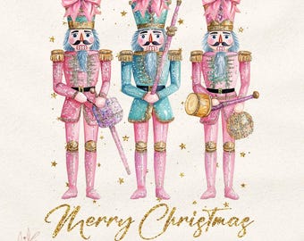 Glitter Nutcracker Friends PNG, Pink Christmas PNG, Coquette png, Pink bow png, Pink Christmas PNG sublimation, Coquette Christmas png