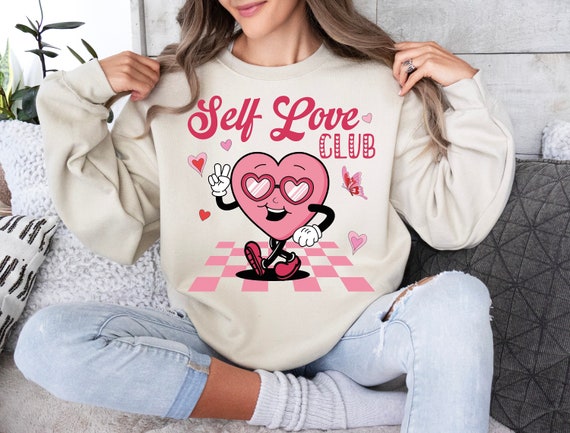 Self love club png, groovy Valentine day png, retro valentine png, Valentines Trending Png digital, xoxo retro png, trendy vday tshirt png