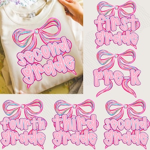 Preppy Back to School PNG Bundle, Teacher Coquette First Day of School Shirt Design, Girly Pink Bow Sublimation, Pre-k 1st/2nd/3rd/4th Grade