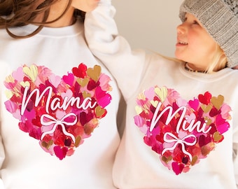 Valentine Day Heart Brushstroke png,Valentine Mama Mini coquette png, Valentines png, Pink Bow png, Pink Mama png, Match mama mini Mama png