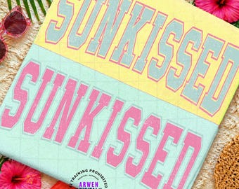 Sunkissed Varsity SVG, Summer PNG, Beach Life, Designs Downloads, Summer T Shirt Design, PNG, Sublimation Designs, Digital Download
