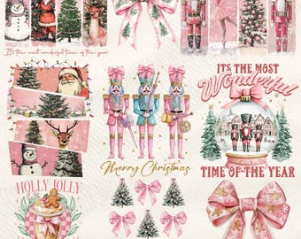 Pink Christmas Best Seller Png Bundle Nutcracker, Snow Globe PNG, Pink Christmas PNG, Coquette png, Pink bow png, Coquette Christmas png