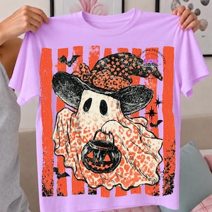 Coquette Leopard Ghost PNG Cute Striped Halloween Ghost Sublimation Design Preppy Spooky Season Shirt PNG Trendy Fall Instant Download image 4