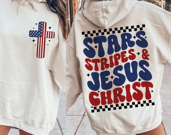 Stars and stripes and Jesus Christ Svg Png, 4th of July Svg, christian religious faith, Red white blue USA 4th July, Independence patriotic
