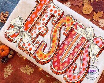 Jesus Fall PNG: Trendy Autumn Shirt Sublimation Design, Christian Faith Png PNG, Polka Dot Jesus PNG Digital Download