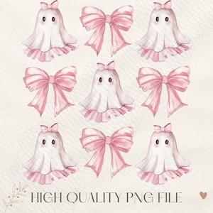 Halloween Cute Ghost png, Coquette Bow Halloween png, Halloween png, ghost png, Spooky Season png, Coquette png, Sublimation png designs