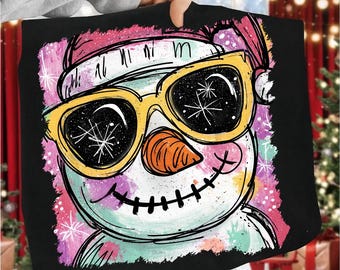 Muñeco de nieve PNG, Muñeco de nieve navideño PNG, Salpicaduras de pincel PNG, Muñeco de nieve invernal genial PNG, Diseño de sublimación navideña, Camiseta navideña PNG